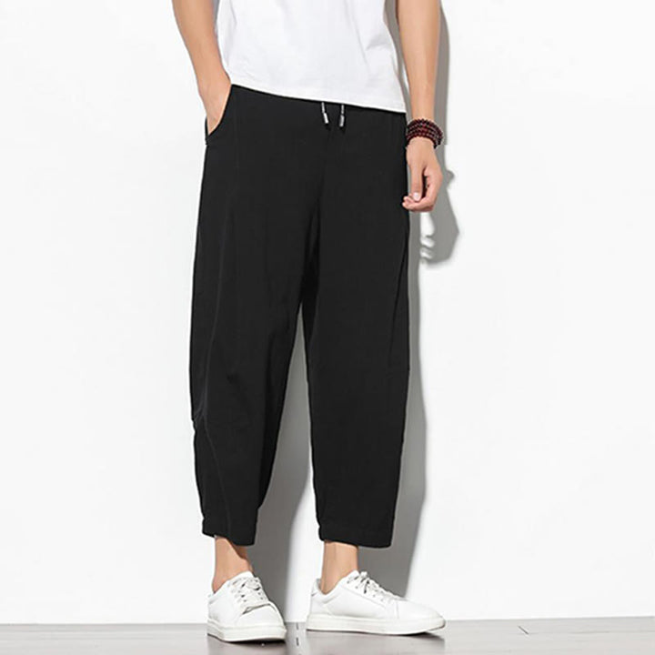 Pantalon carotte d'été Buddha Stones pour homme, longueur 7-8, en coton et lin, avec poches - image 19