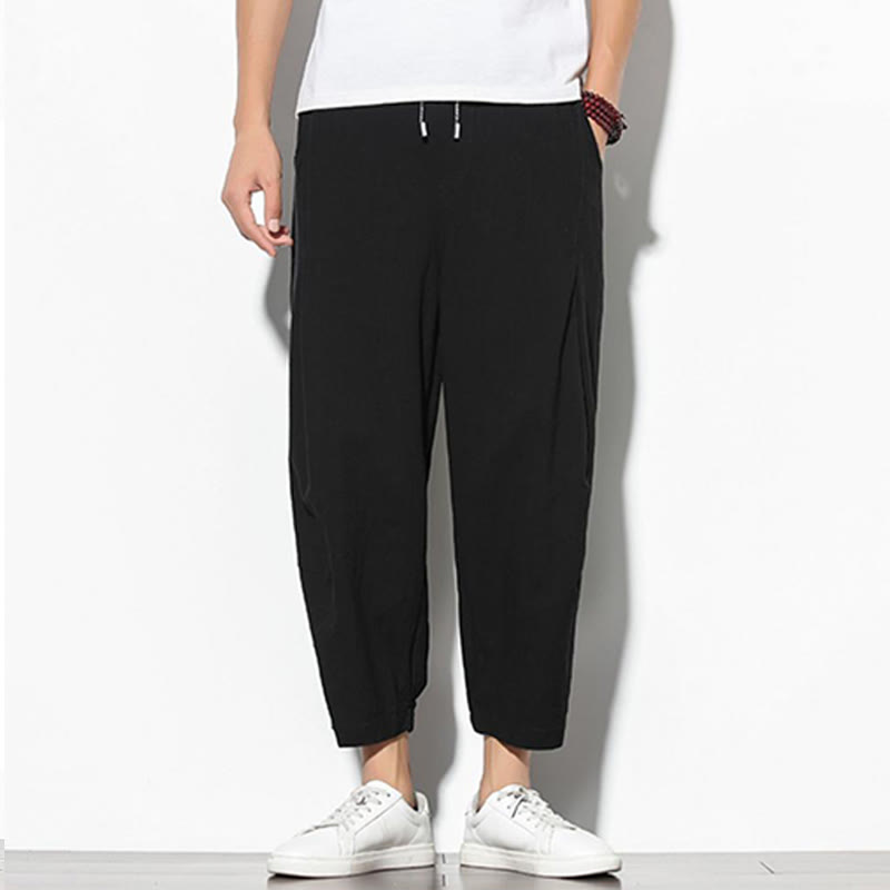 Pantalon carotte d'été Buddha Stones pour homme, longueur 7-8, en coton et lin, avec poches - image 15