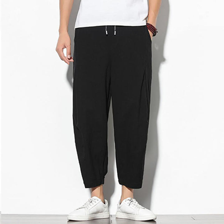 Pantalon carotte d'été Buddha Stones pour homme, longueur 7-8, en coton et lin, avec poches - image 15