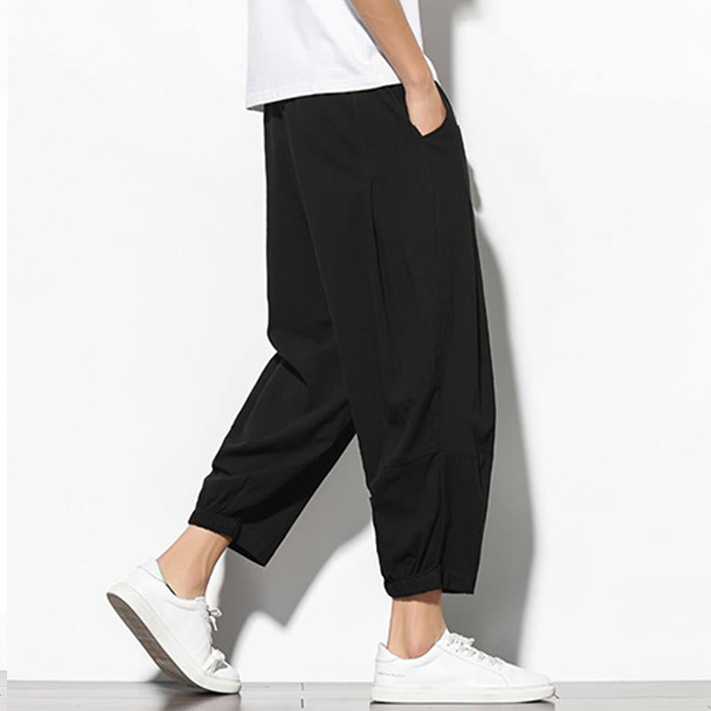 Pantalon carotte d'été Buddha Stones pour homme, longueur 7-8, en coton et lin, avec poches - image 16