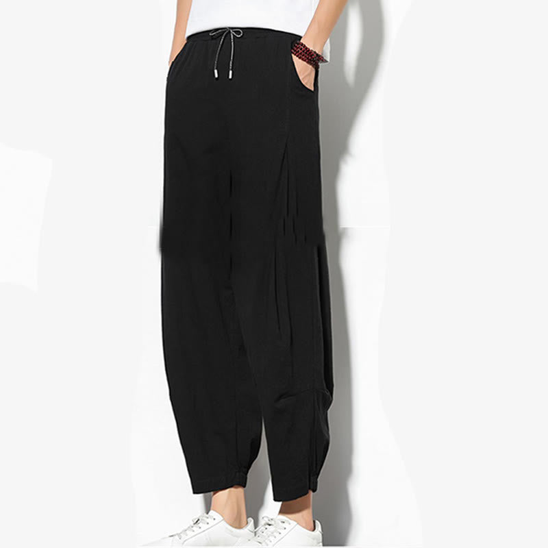 Pantalon carotte d'été Buddha Stones pour homme, longueur 7-8, en coton et lin, avec poches - image 22