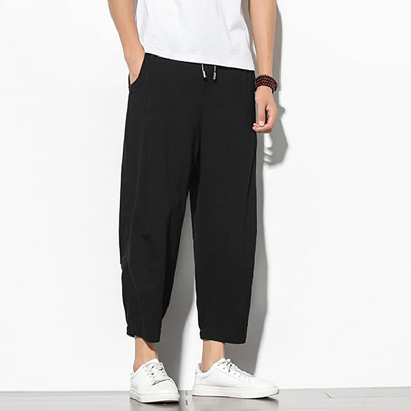 Pantalon carotte d'été Buddha Stones pour homme, longueur 7-8, en coton et lin, avec poches - image 20