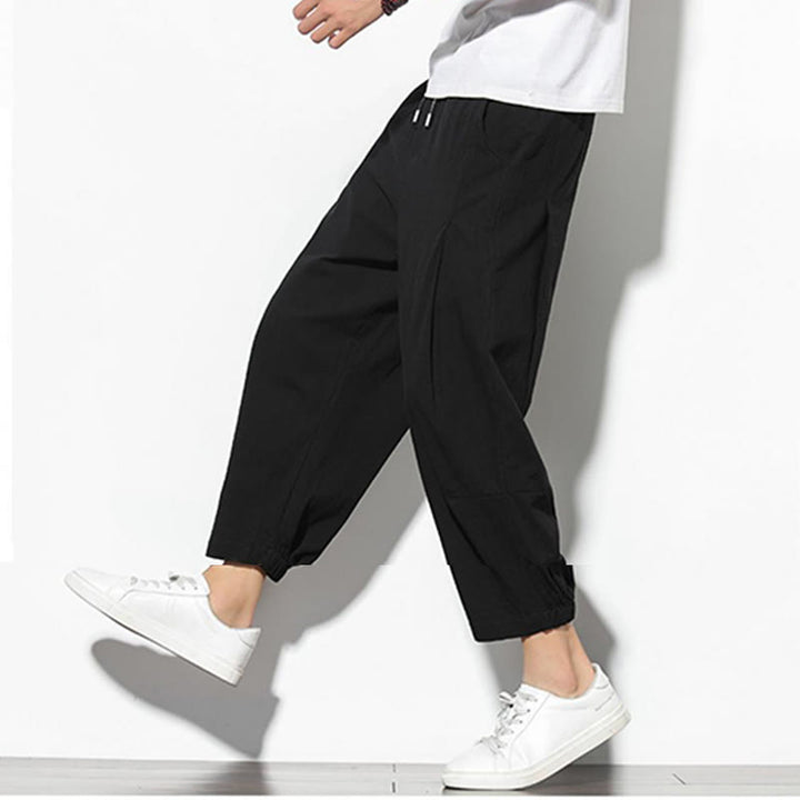 Pantalon carotte d'été Buddha Stones pour homme, longueur 7-8, en coton et lin, avec poches - image 20