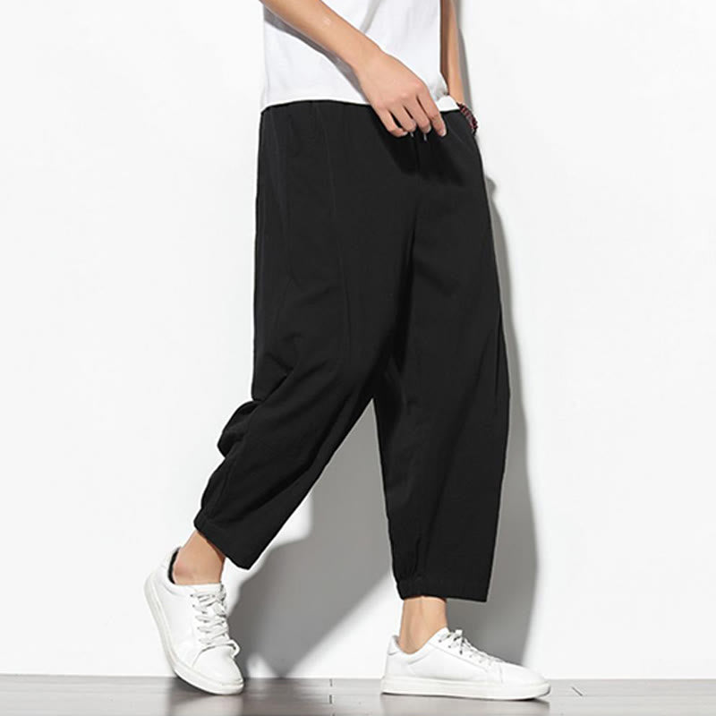 Pantalon carotte d'été Buddha Stones pour homme, longueur 7-8, en coton et lin, avec poches - image 18