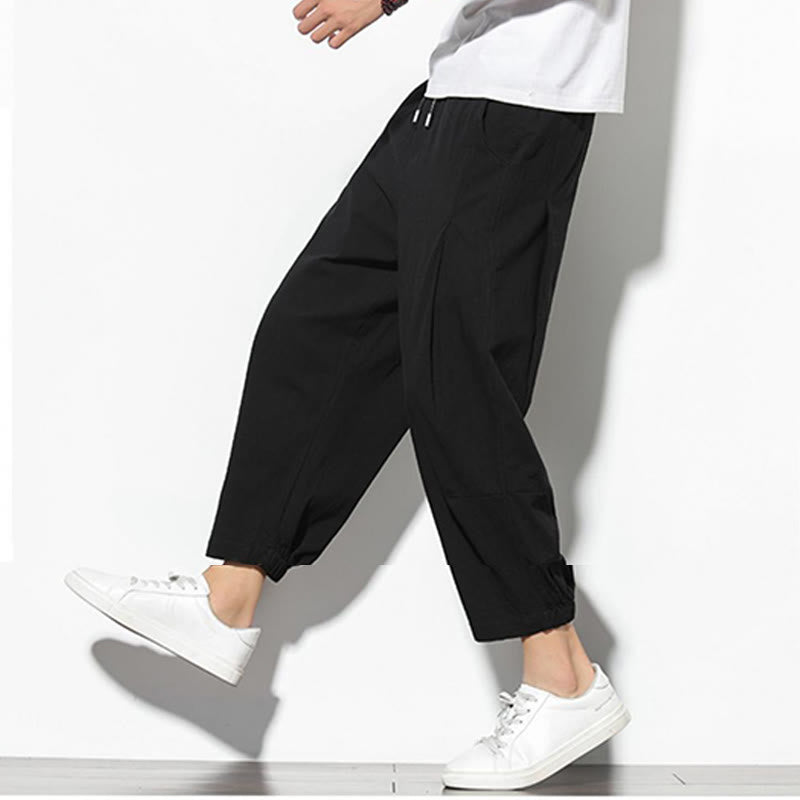 Pantalon carotte d'été Buddha Stones pour homme, longueur 7-8, en coton et lin, avec poches - image 21