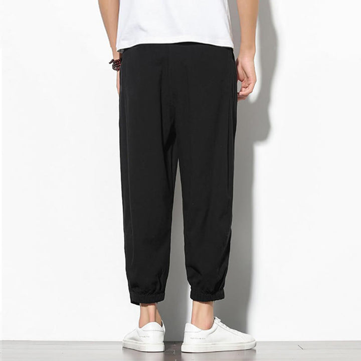 Pantalon carotte d'été Buddha Stones pour homme, longueur 7-8, en coton et lin, avec poches - image 18