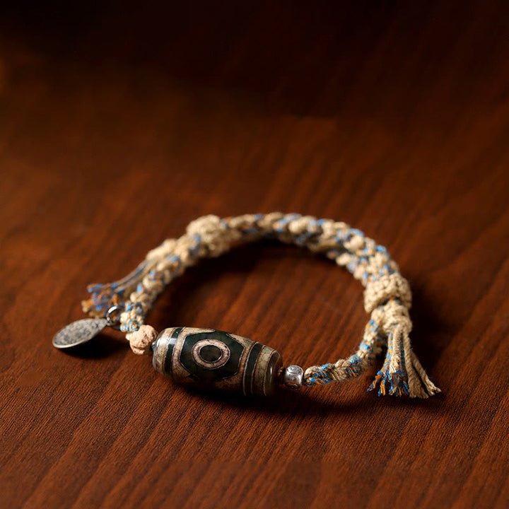 Bracelet tressé en perles dzi tibétaines faites à la main avec Buddha Stones - image 8