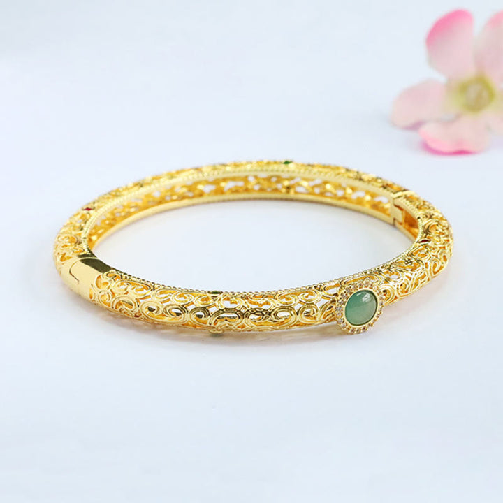Bracelet porte-bonheur en jade et cuivre, motif nuage, Buddha Stones , 60 mm - image 11