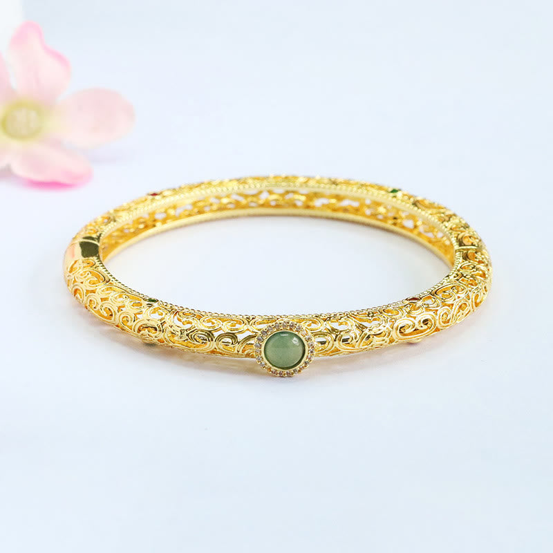 Bracelet porte-bonheur en jade et cuivre, motif nuage, Buddha Stones , 60 mm - image 8