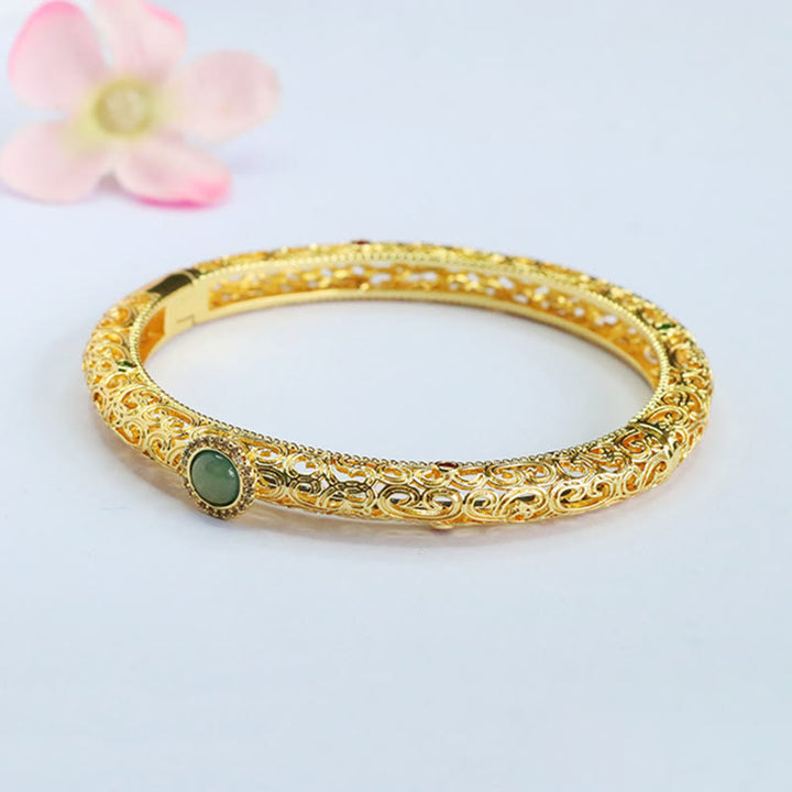Bracelet porte-bonheur en jade et cuivre, motif nuage, Buddha Stones , 60 mm - image 13