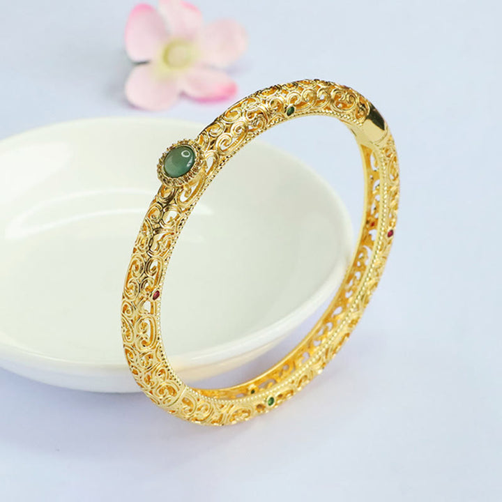 Bracelet porte-bonheur en jade et cuivre, motif nuage, Buddha Stones , 60 mm - image 12