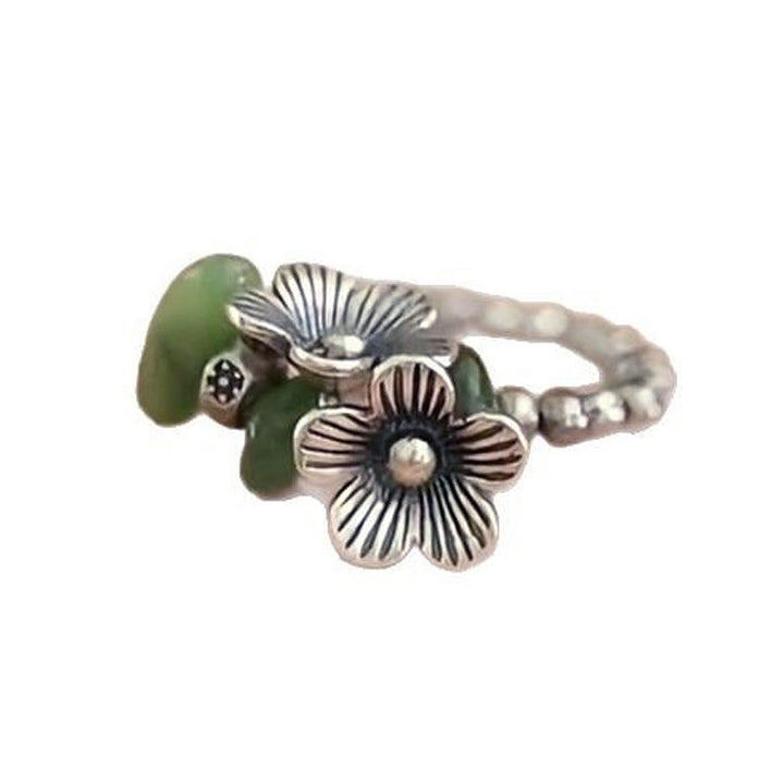 Bague porte-bonheur en alliage de cuivre avec motif de fleurs et Buddha Stones - image 5