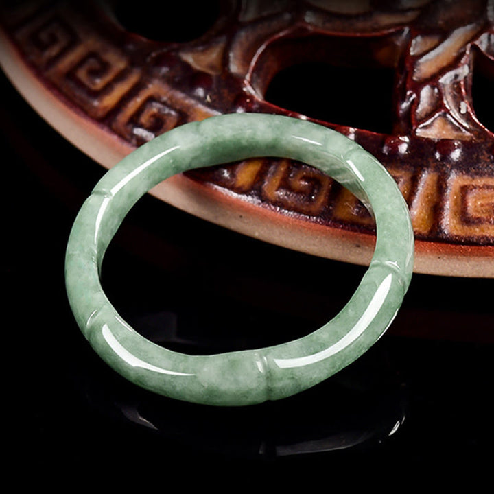 Bague d'abondance en jade et bambou naturel avec Buddha Stones - image 4