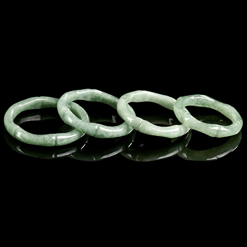 Bague d'abondance en jade et bambou naturel avec Buddha Stones - image 12
