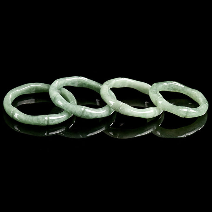 Bague d'abondance en jade et bambou naturel avec Buddha Stones - image 12