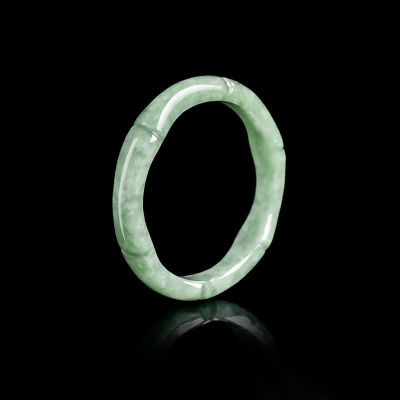 Bague d'abondance en jade et bambou naturel avec Buddha Stones - 22 mm - image 1