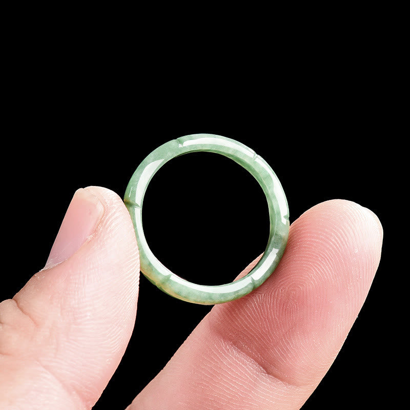 Bague d'abondance en jade et bambou naturel avec Buddha Stones - image 5