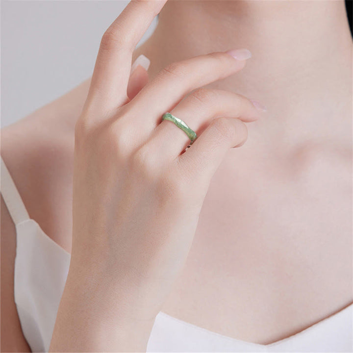 Bague d'abondance en jade et bambou naturel avec Buddha Stones - image 8