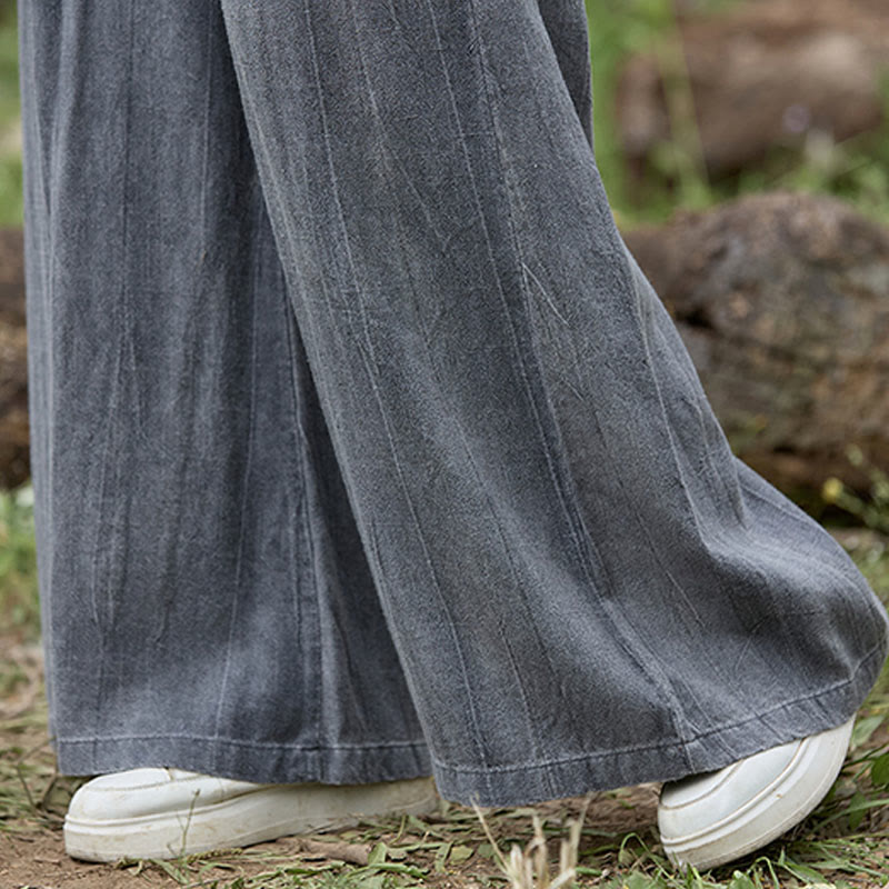 Pantalon large décontracté en lin avec poches pour femme, motif tie-dye Buddha Stones - image 15