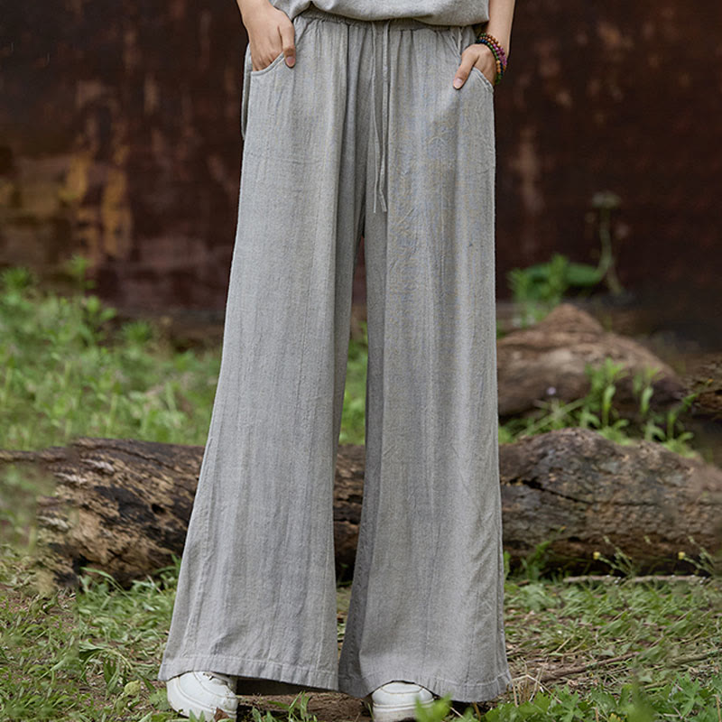 Pantalon large décontracté en lin avec poches pour femme, motif tie-dye Buddha Stones - image 18