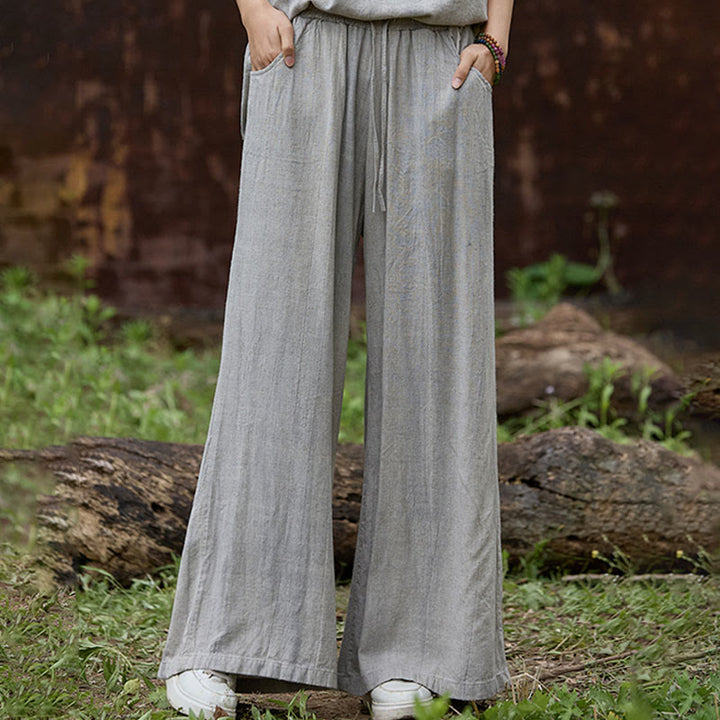 Pantalon large décontracté en lin avec poches pour femme, motif tie-dye Buddha Stones - image 18