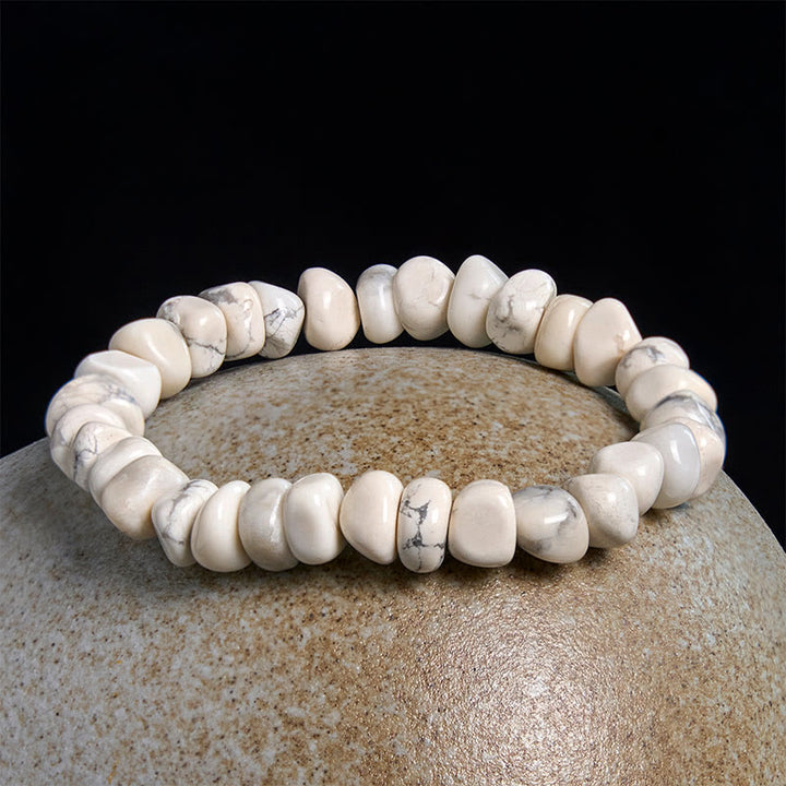 Bracelet Courage en Buddha Stones Turquoise Blanche et Blocs Irréguliers
