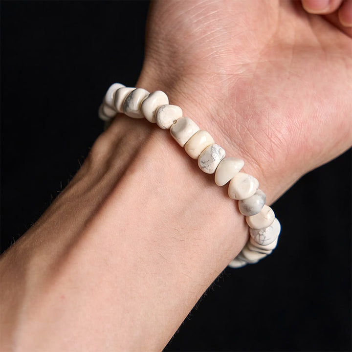 Bracelet Courage en Buddha Stones Turquoise Blanche et Blocs Irréguliers