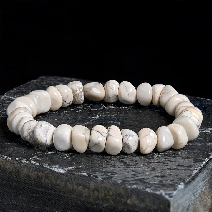Bracelet Courage en Buddha Stones Turquoise Blanche et Blocs Irréguliers