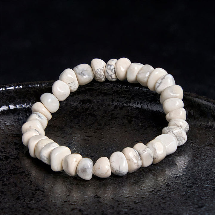 Bracelet Courage en Buddha Stones Turquoise Blanche et Blocs Irréguliers