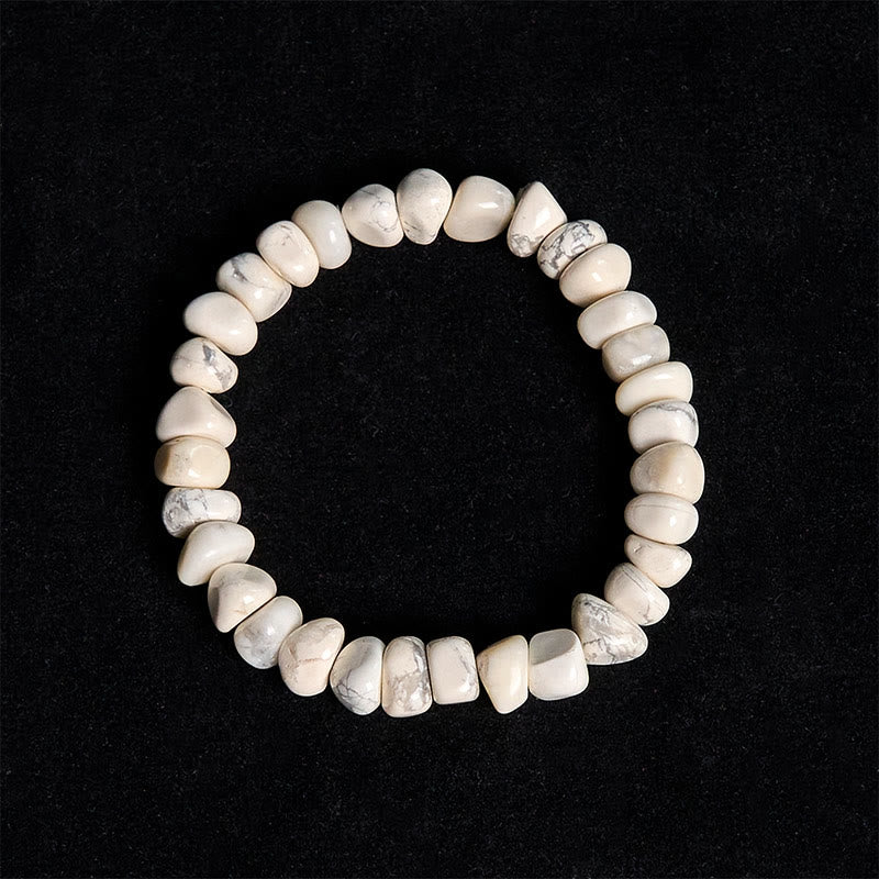Bracelet Courage en Buddha Stones Turquoise Blanche et Blocs Irréguliers