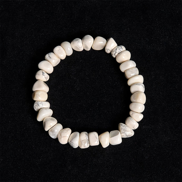 Bracelet Courage en Buddha Stones Turquoise Blanche et Blocs Irréguliers