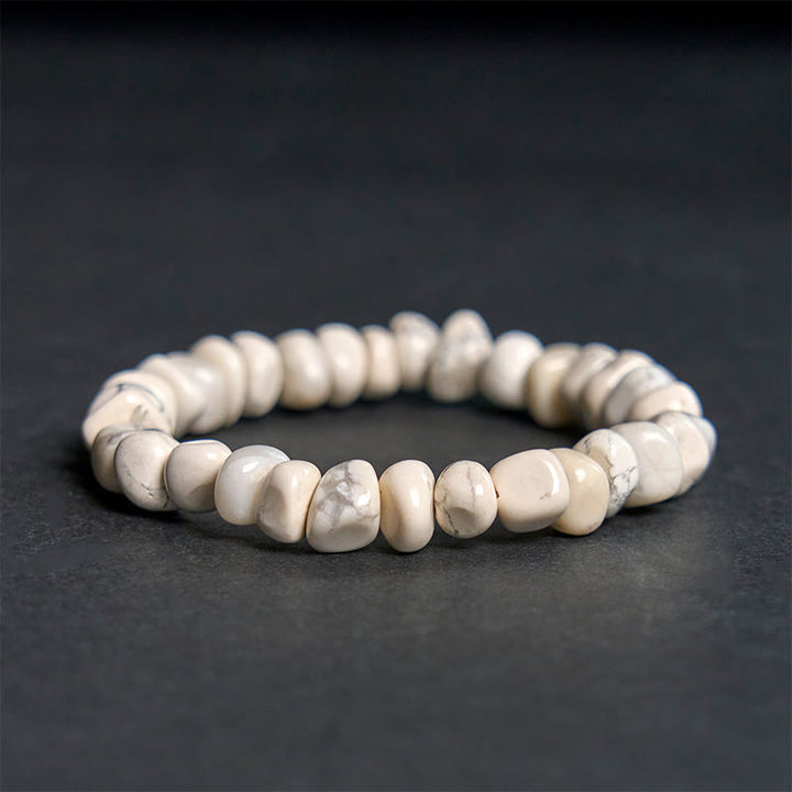 Bracelet Courage en Buddha Stones Turquoise Blanche et Blocs Irréguliers