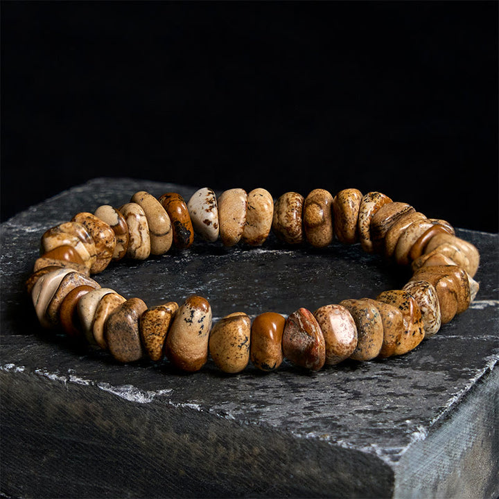 Bracelet d'équilibre en jaspe avec Buddha Stones et blocs irréguliers