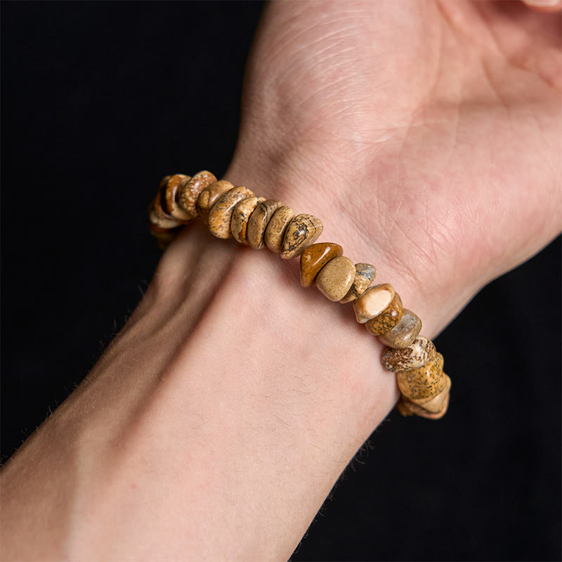 Bracelet d'équilibre en jaspe avec Buddha Stones et blocs irréguliers