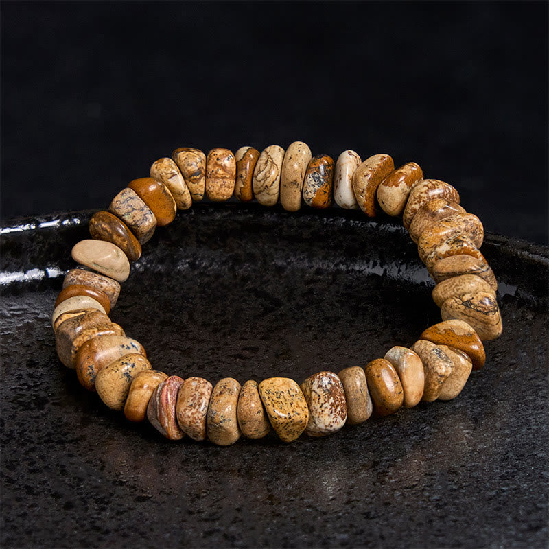 Bracelet d'équilibre en jaspe avec Buddha Stones et blocs irréguliers