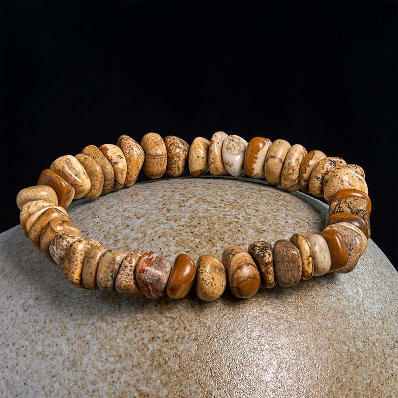 Bracelet d'équilibre en jaspe avec Buddha Stones et blocs irréguliers