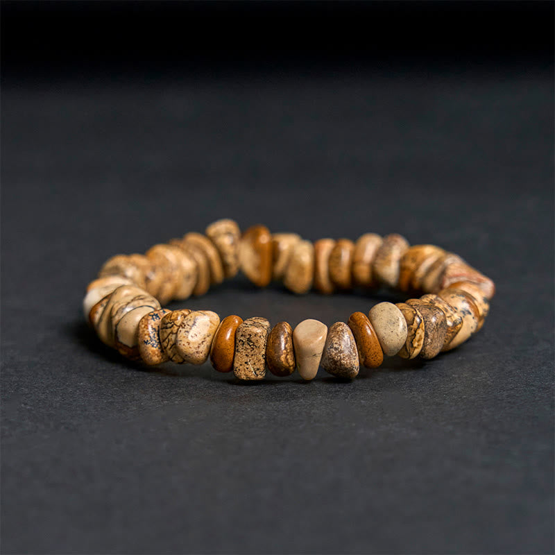 Bracelet d'équilibre en jaspe avec Buddha Stones et blocs irréguliers