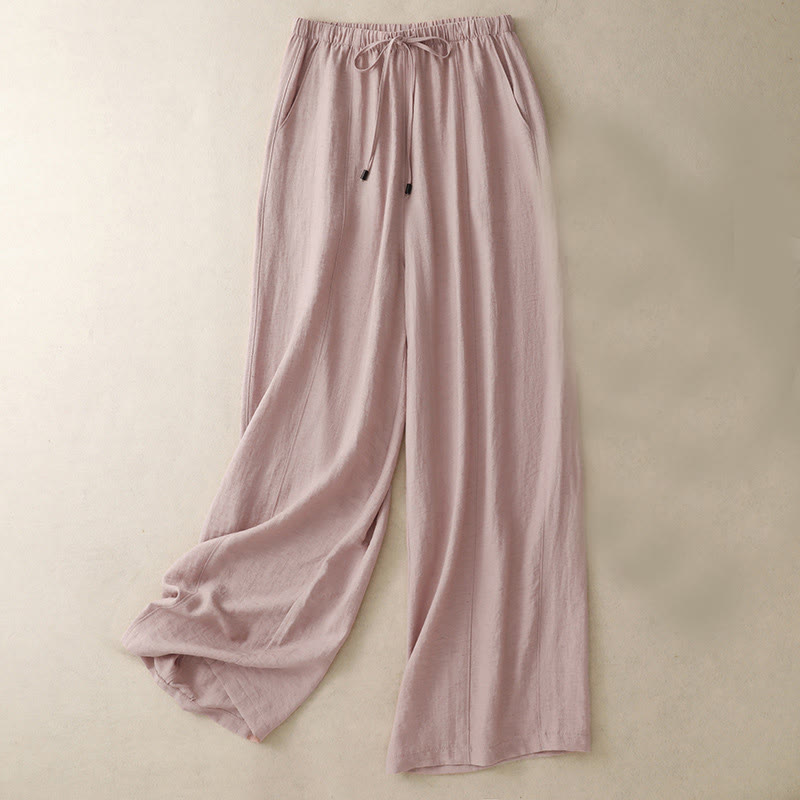 Pantalon large d'été à cordon de serrage et poches pour femme Motif Buddha Stones - Rose - US8-10，UK/AU12-14，EU40-42 (2XL) - image 1