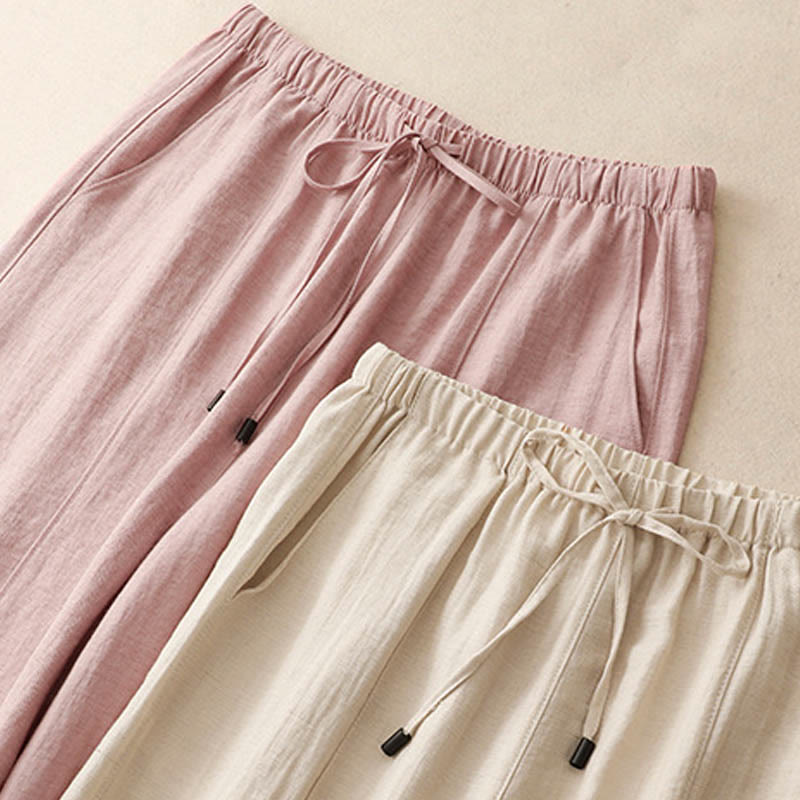 Pantalon large d'été à cordon de serrage et poches pour femme Motif Buddha Stones - image 17