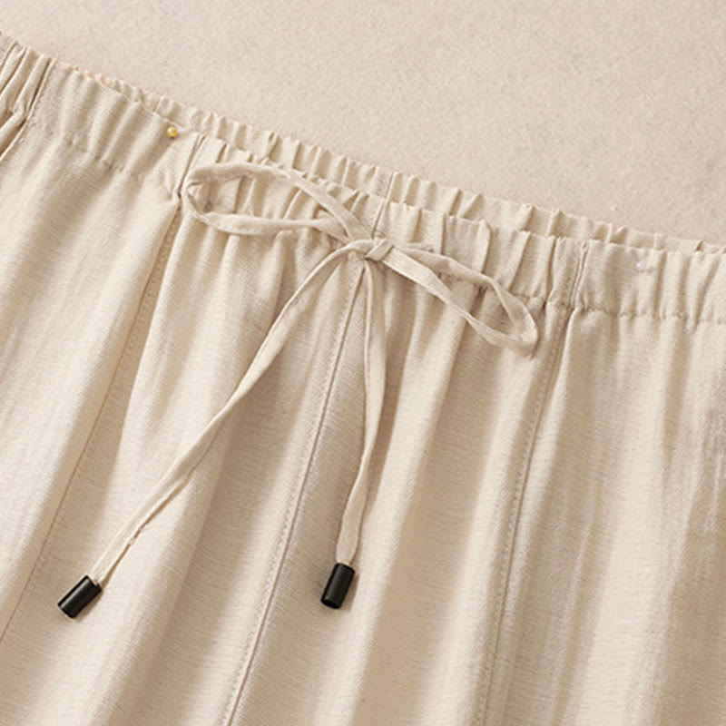 Pantalon large d'été à cordon de serrage et poches pour femme Motif Buddha Stones - image 9