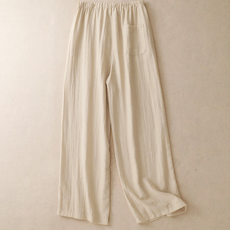 Pantalon large d'été à cordon de serrage et poches pour femme Motif Buddha Stones - image 8