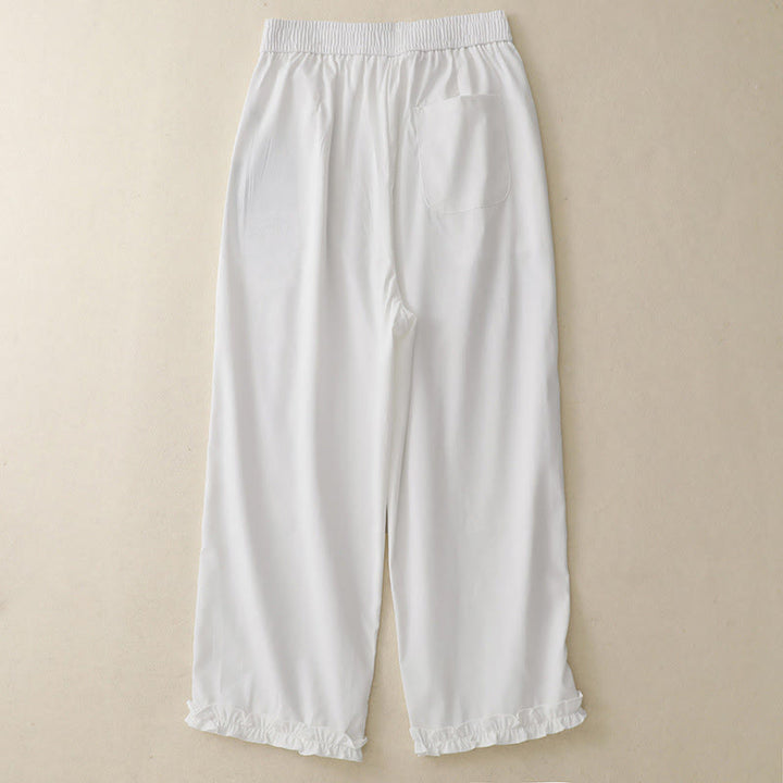 Pantalon d'été à volants et boutons Buddha Stones pour femme, longueur cheville, avec poches - image 6