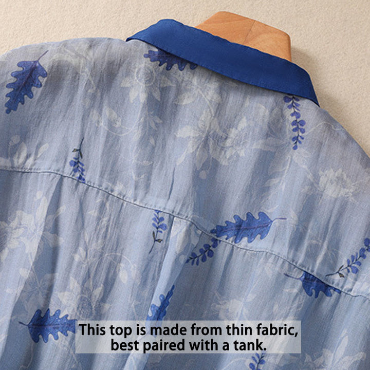 Chemise femme à manches courtes avec boutons et petites fleurs jaunes et Buddha Stones - image 12