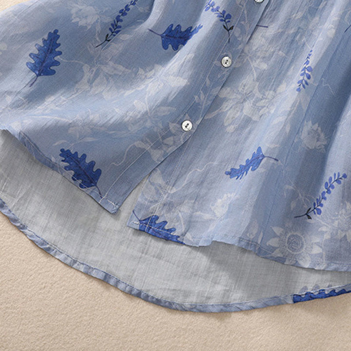 Chemise femme à manches courtes avec boutons et petites fleurs jaunes et Buddha Stones - image 15