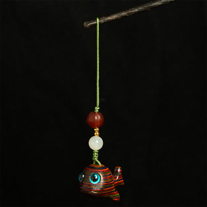 Porte-clés en Buddha Stones arc-en-ciel en eucalyptus sculpté en forme de dauphin, décoration à suspendre pour téléphone - image 10