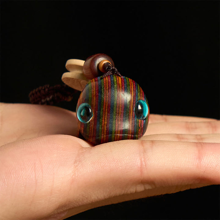 Porte-clés en Buddha Stones arc-en-ciel en eucalyptus sculpté en forme de dauphin, décoration à suspendre pour téléphone - image 4