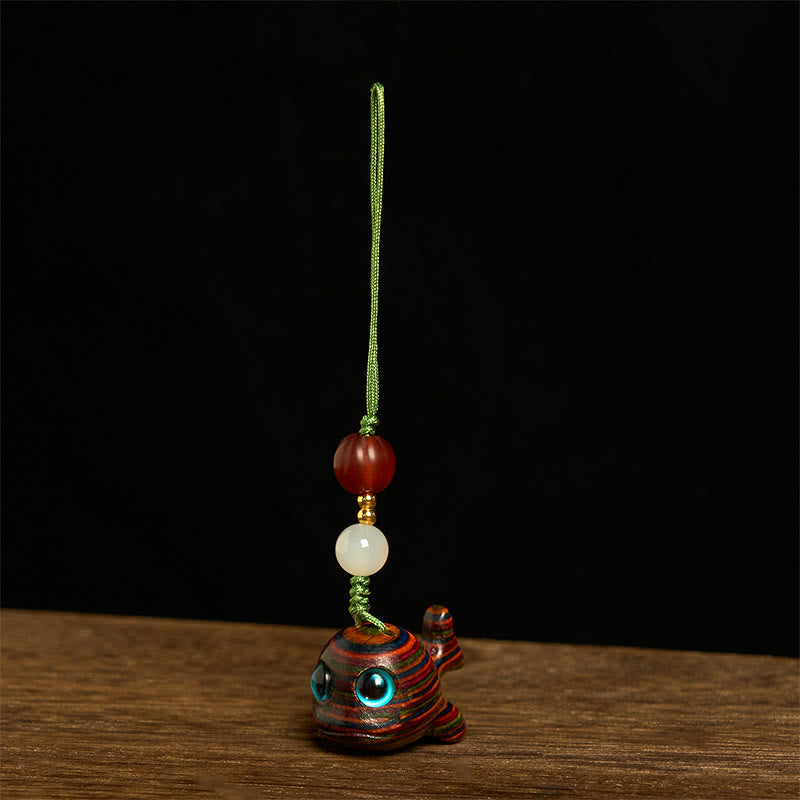 Porte-clés en Buddha Stones arc-en-ciel en eucalyptus sculpté en forme de dauphin, décoration à suspendre pour téléphone - Décoration suspendue pour téléphone - image 9