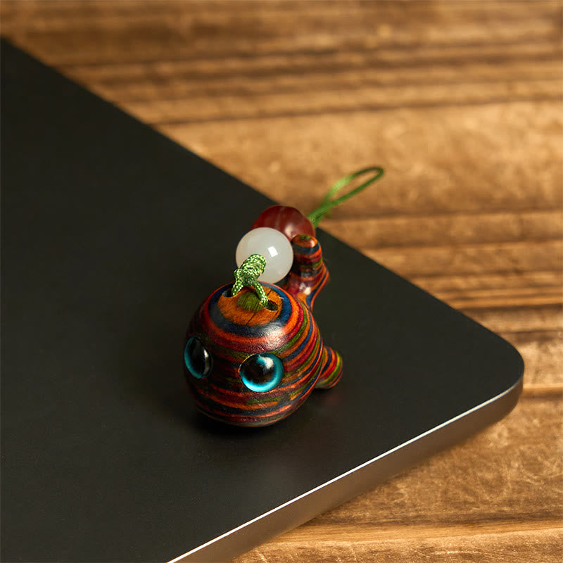 Porte-clés en Buddha Stones arc-en-ciel en eucalyptus sculpté en forme de dauphin, décoration à suspendre pour téléphone - image 14