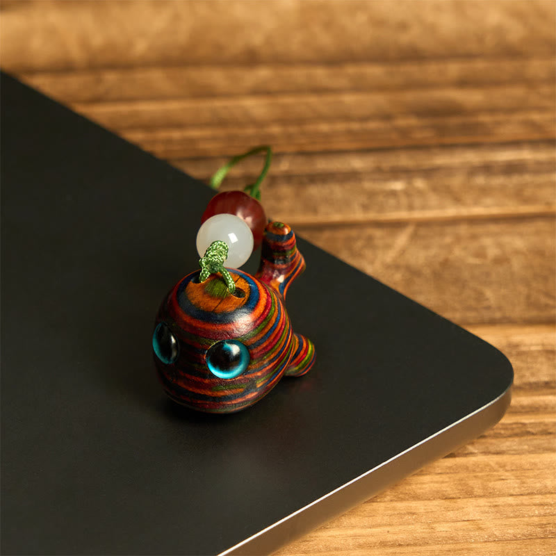 Porte-clés en Buddha Stones arc-en-ciel en eucalyptus sculpté en forme de dauphin, décoration à suspendre pour téléphone - image 13