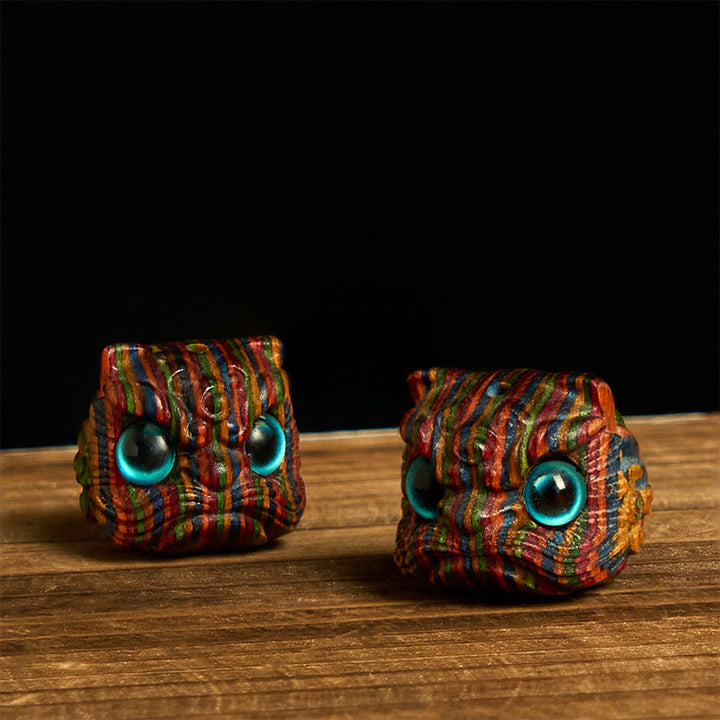Lot de 2 mini Buddha Stones en eucalyptus arc-en-ciel, lion dansant sculpté, décoration d'équilibre - 2 pièces Lion dansant 20 x 21 mm - image 1